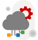 Cloud with gears and workflow objects